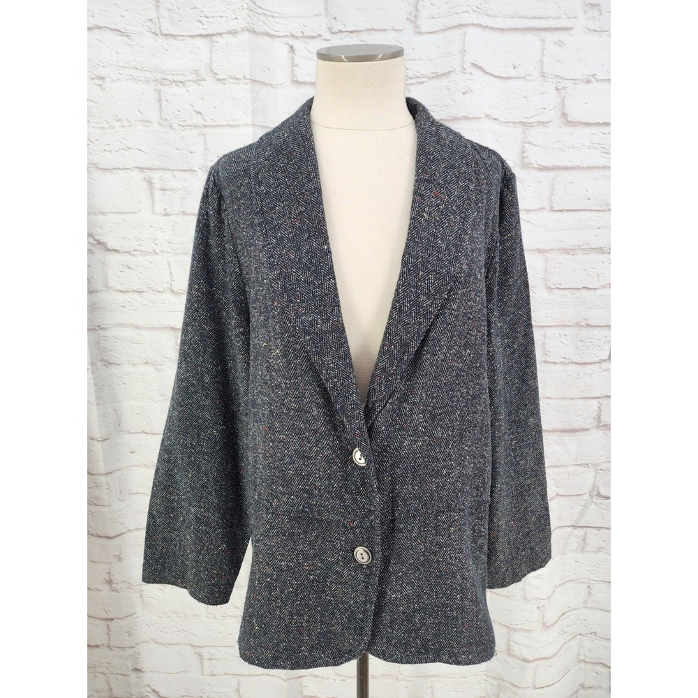 Vintage Tweed Longline Blazer Academia Heritage Countryside Hunting Cotton Large